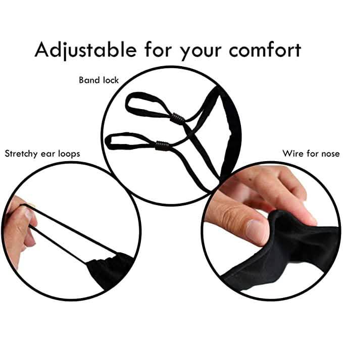 3-Pack: Cotton Reusable Washable Adjustable Face Masks with Filter Pocket Face Masks & PPE - DailySale