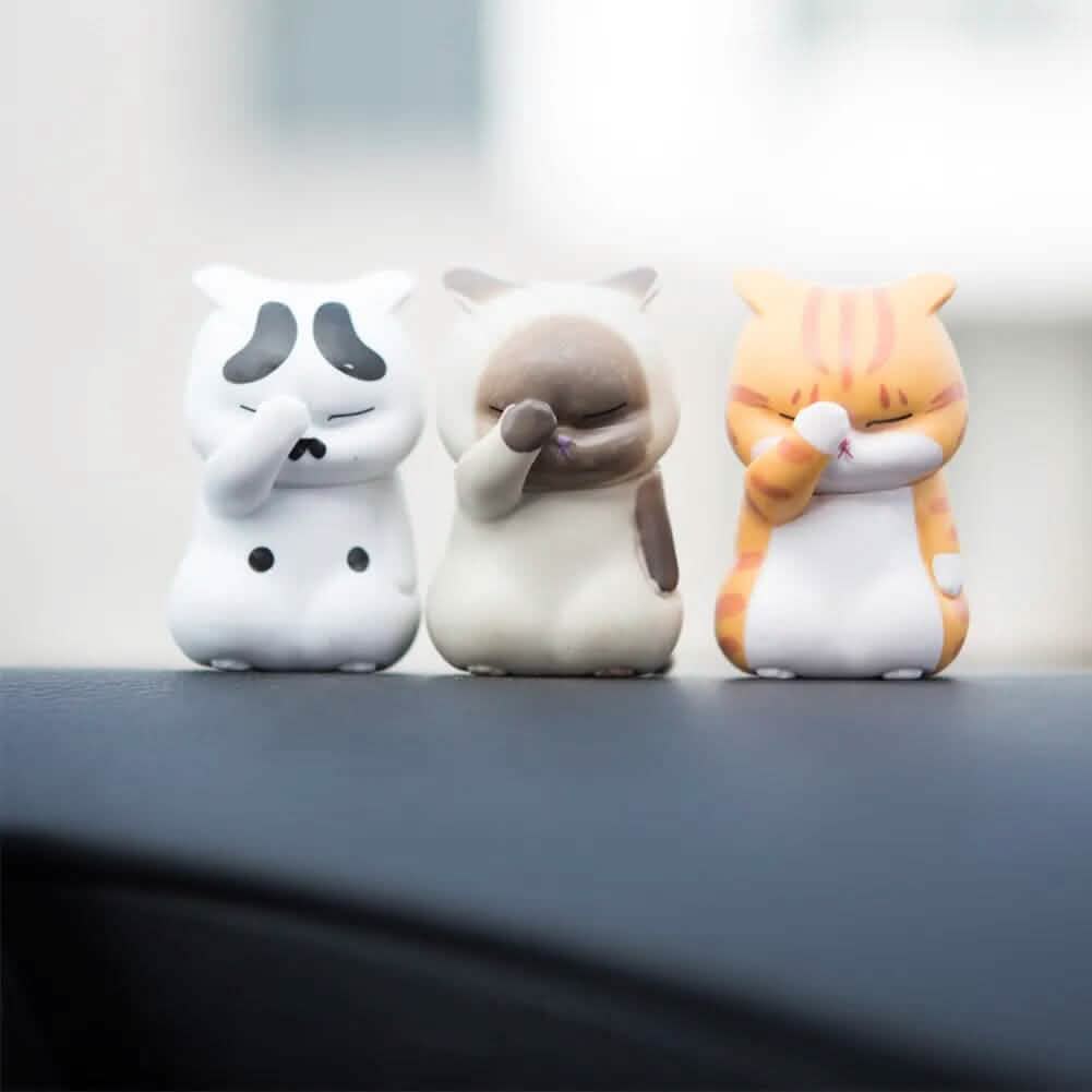 3-Pack: Cute Cat Figurines Miniature Cartoon Animal Decor Automotive - DailySale