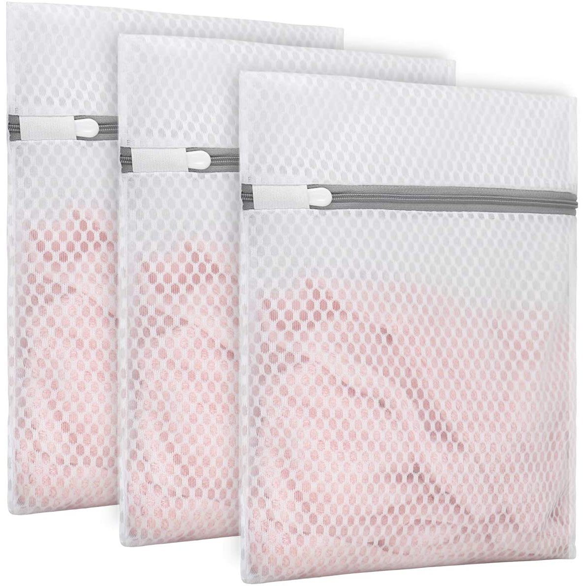 3 x Sneaker Washing and Drying Net Bags for Dryer 30 x 34 cm HoneyComber  Large Mesh Bags with Zipper and Straps for Shoes Clothes Laundry Bag Tool