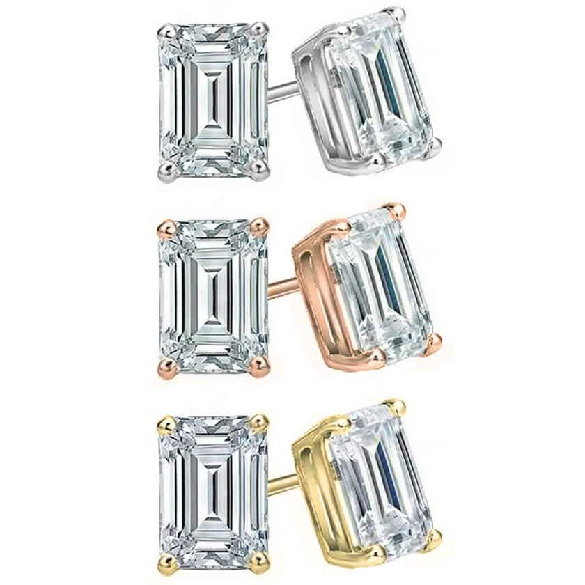 3-Pack Emerald Cut Crystal Stud Earrings Set by Elements of Love Jewelry - DailySale