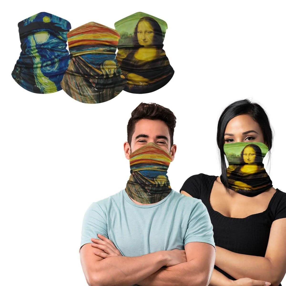 3-Pack: Famous Painting Neck Gaiter Bandana Multifunctional Scarves Face Masks & PPE - DailySale