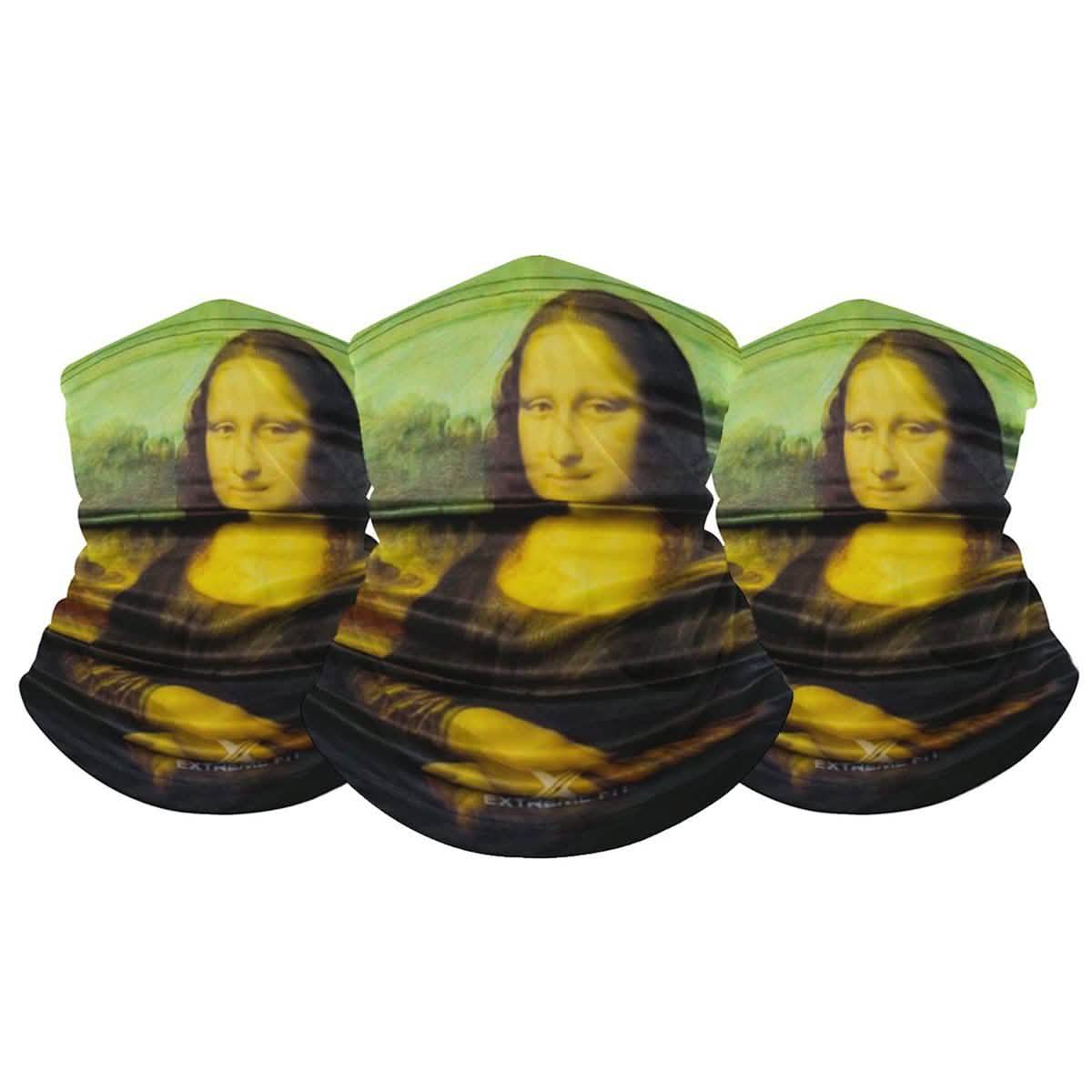 3-Pack: Famous Painting Neck Gaiter Bandana Multifunctional Scarves Face Masks & PPE Mona Lisa - DailySale