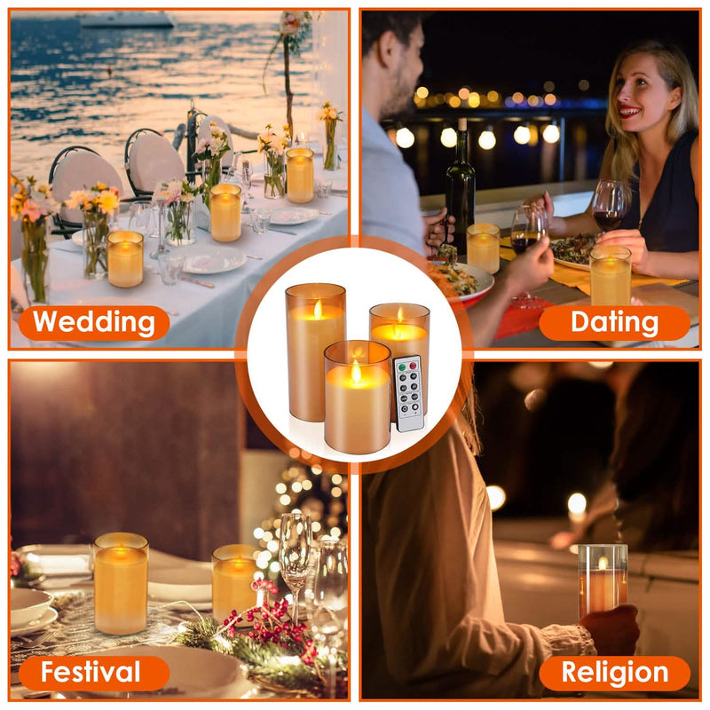 3-Pack: Flameless Battery Operated Candles Indoor Lighting - DailySale
