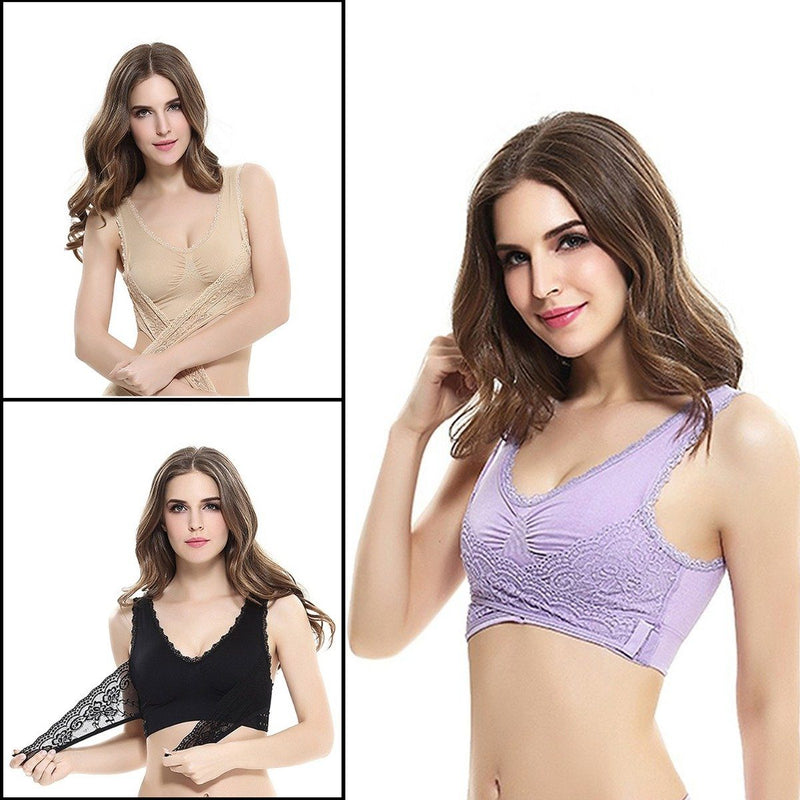 3-Pack: Floral Lace-Paneled Modesty Bras Women's Apparel M - DailySale