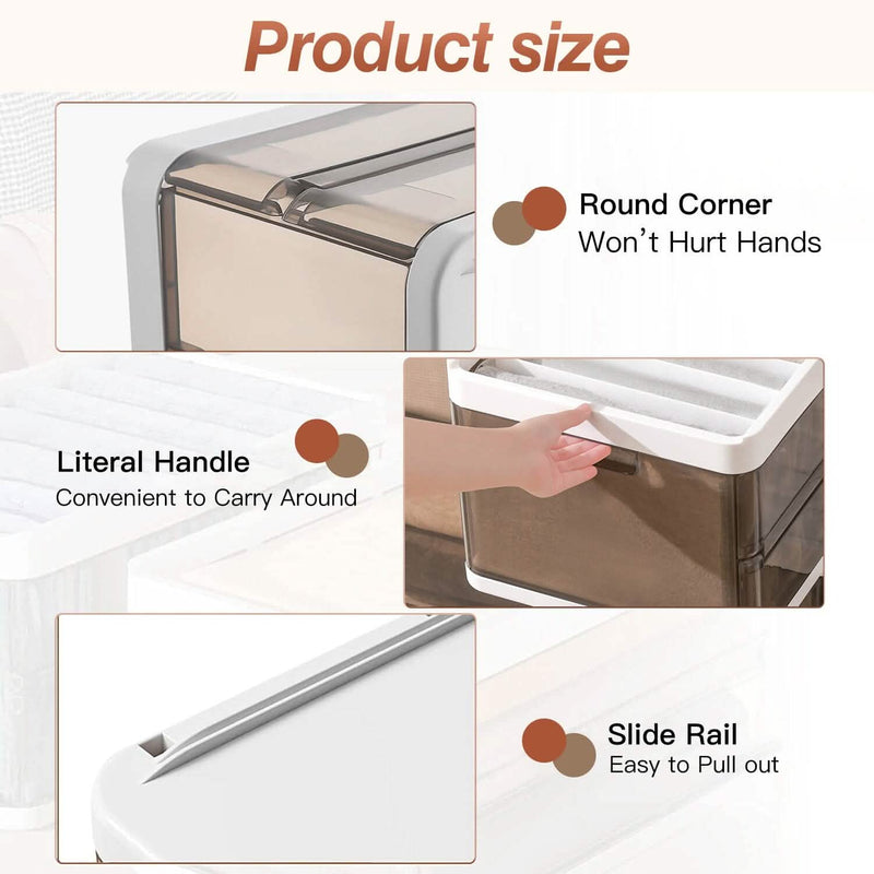 3-Pack: Foldable Storage Bin with Lid Stackable Plastic Closet Organizer Closet & Storage - DailySale