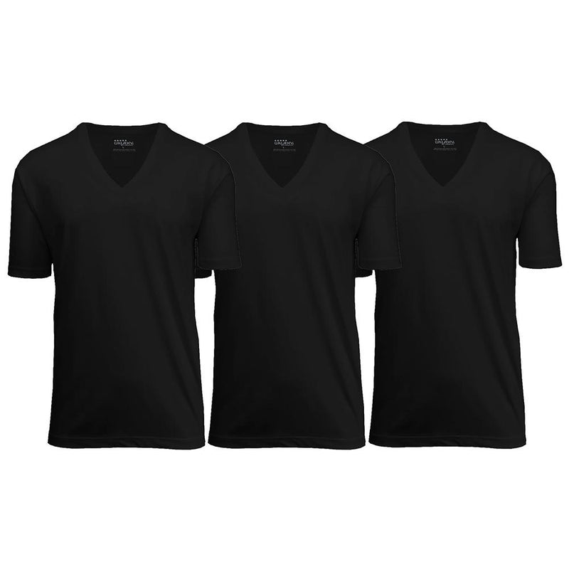 3-Pack: Galaxy By Harvic Men's Egyptian Cotton V-Neck Undershirt Men's Apparel S Black - DailySale