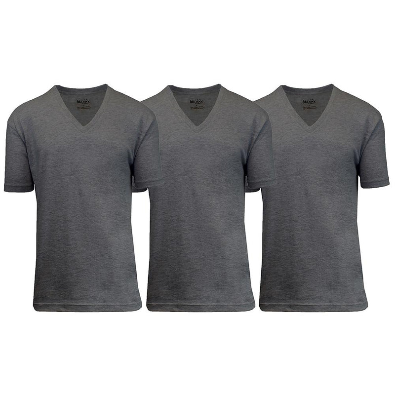 3-Pack: Galaxy By Harvic Men's Egyptian Cotton V-Neck Undershirt Men's Apparel S Charcoal - DailySale