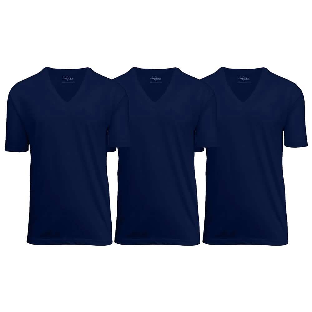 3-Pack: Galaxy By Harvic Men's Egyptian Cotton V-Neck Undershirt Men's Apparel S Navy - DailySale