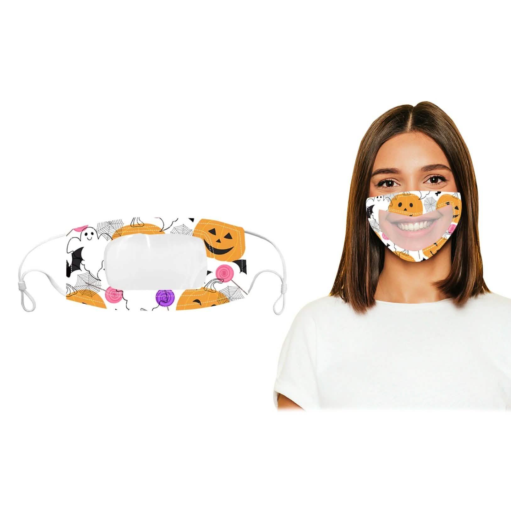 3-Pack: Halloween Edition Smile Communicator Clear Mouth Face Mask Face Masks & PPE - DailySale