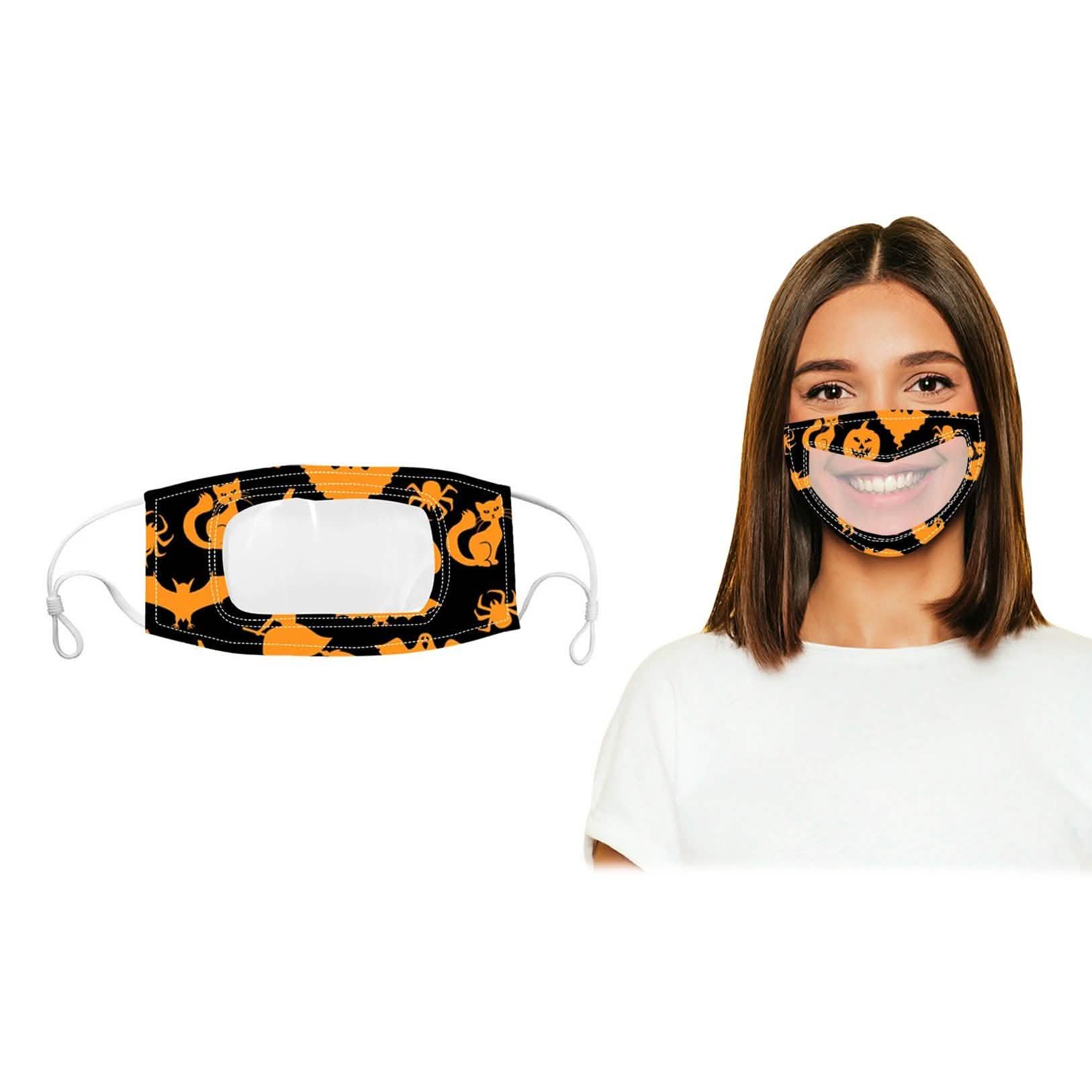 3-Pack: Halloween Edition Smile Communicator Clear Mouth Face Mask Face Masks & PPE - DailySale