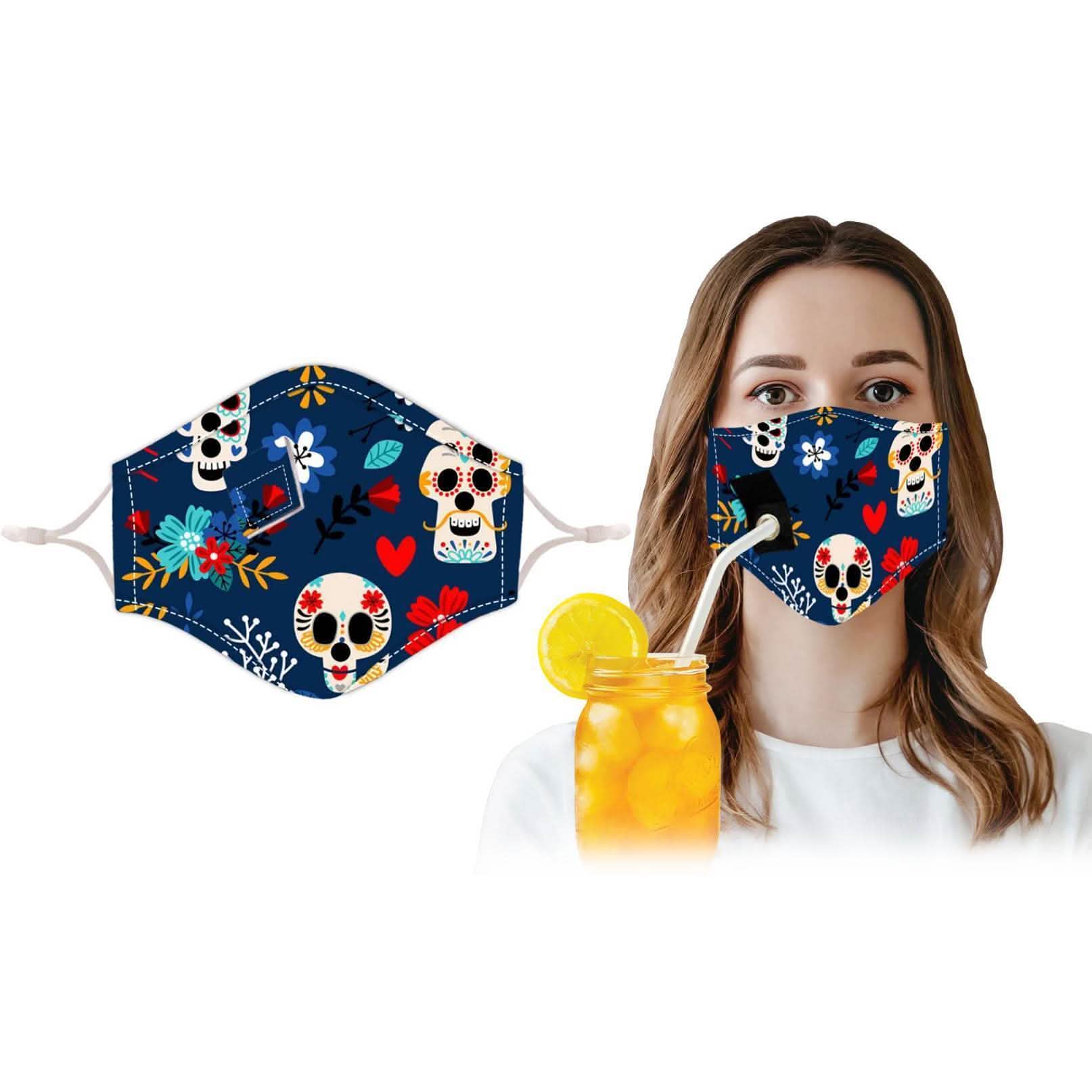 3-Pack: Halloween Special Reusable Face Mask With Drinking Straw Hole Face Masks & PPE - DailySale
