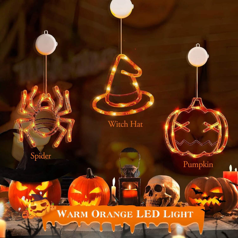3-Pack: Halloween Window Light with Suction Cup Hanging Holes Holiday Decor & Apparel - DailySale