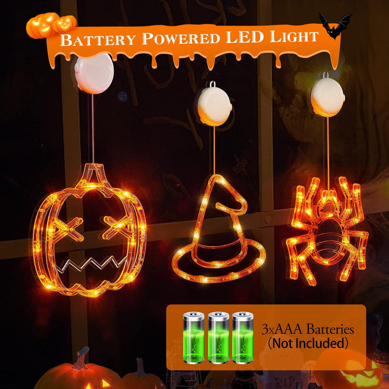 3-Pack: Halloween Window Light with Suction Cup Hanging Holes Holiday Decor & Apparel - DailySale