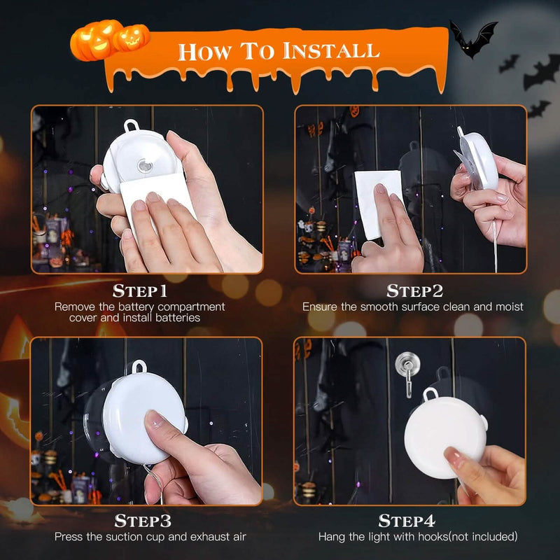 3-Pack: Halloween Window Light with Suction Cup Hanging Holes Holiday Decor & Apparel - DailySale