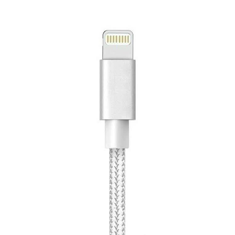 3-Pack: Heavy Duty Braided iPhone Lightning USB Cable - White Phones & Accessories - DailySale