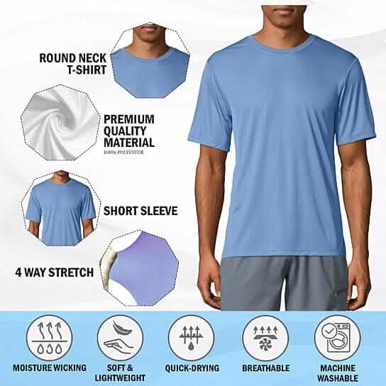 3-Pack Men's Cool Dri-Fit Short Sleeve T-Shirt Solid Color Moisture-Wicking Tee UPF 50+ UV Protection Round/Crew Neck Quick-Dry Active Wear Men's Tops - DailySale