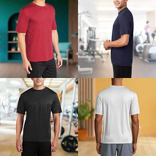 3-Pack Men's Cool Dri-Fit Short Sleeve T-Shirt Solid Color Moisture-Wicking Tee UPF 50+ UV Protection Round/Crew Neck Quick-Dry Active Wear Men's Tops - DailySale