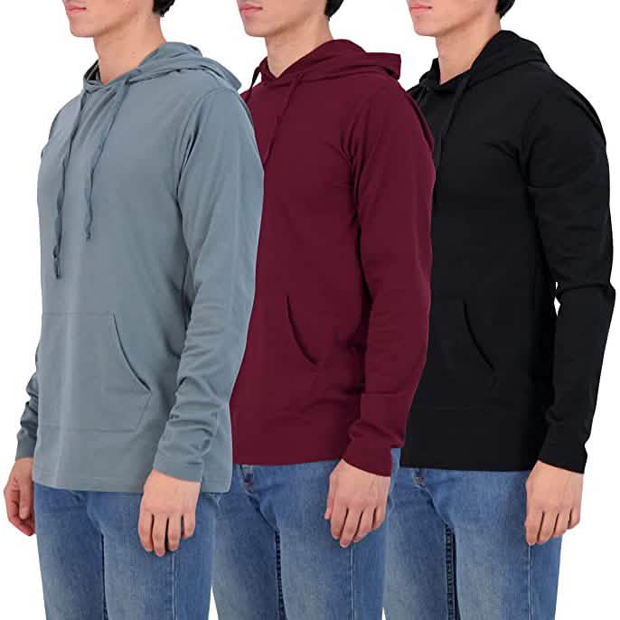 3-Pack: Men's Cotton Lightweight Pullover Hoodies With Pocket Men's Outerwear - DailySale
