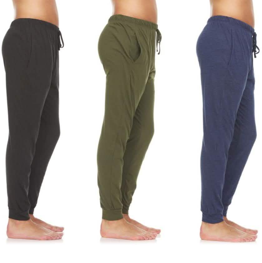 3-Pack: Men's Cotton Lounge Jogger Pants Men's Clothing Black/Olive/Dark Blue S - DailySale
