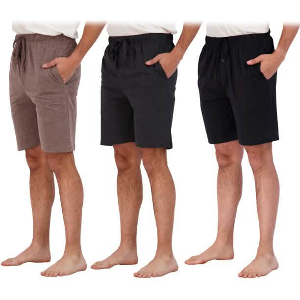 3-Pack: Men's Cotton Lounge Shorts with Pockets Men's Bottoms - DailySale
