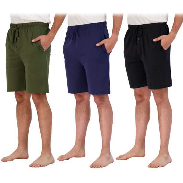 3-Pack: Men's Cotton Lounge Shorts with Pockets Men's Bottoms - DailySale