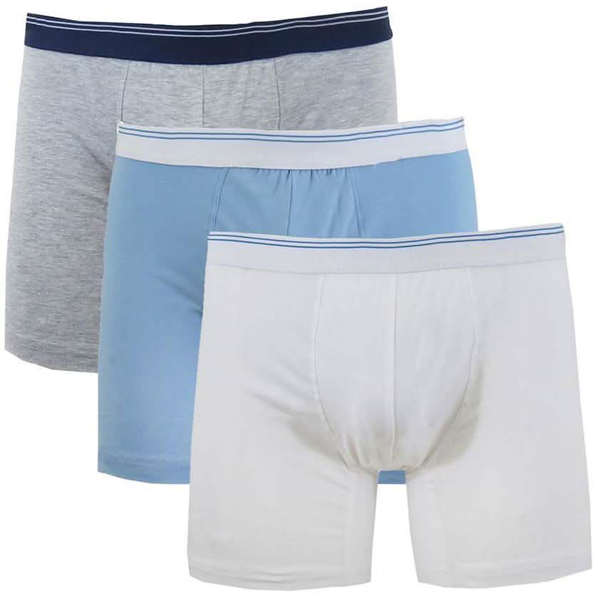 3-Pack: Men's Cotton Stretch Boxer Briefs Men's Apparel Heather Gray/Blue/White M - DailySale