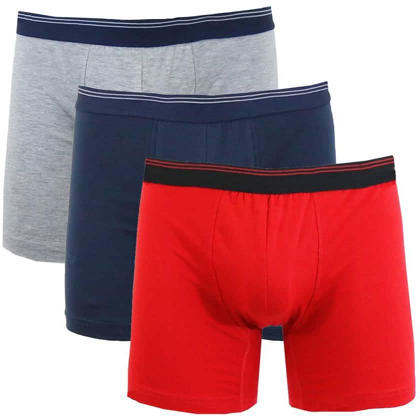 3-Pack: Men's Cotton Stretch Boxer Briefs Men's Apparel Heather Gray/Navy/Red M - DailySale