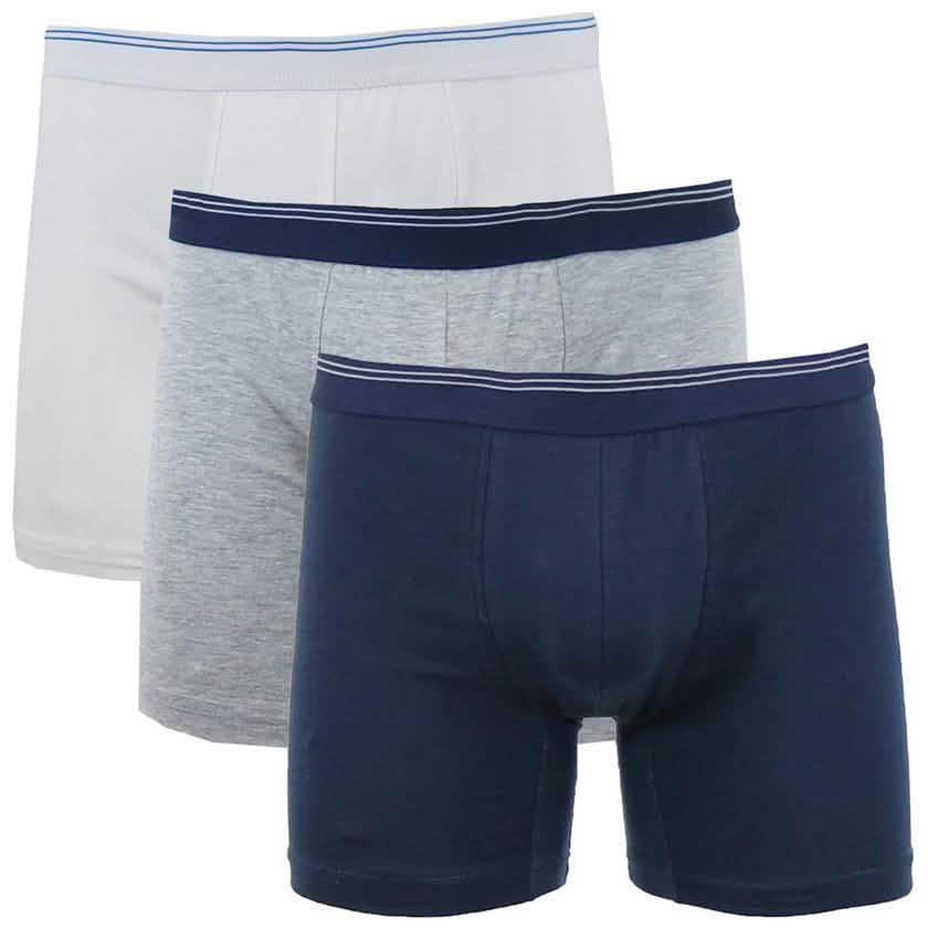 3-Pack: Men's Cotton Stretch Boxer Briefs Men's Apparel White/Heather Gray/Navy S - DailySale