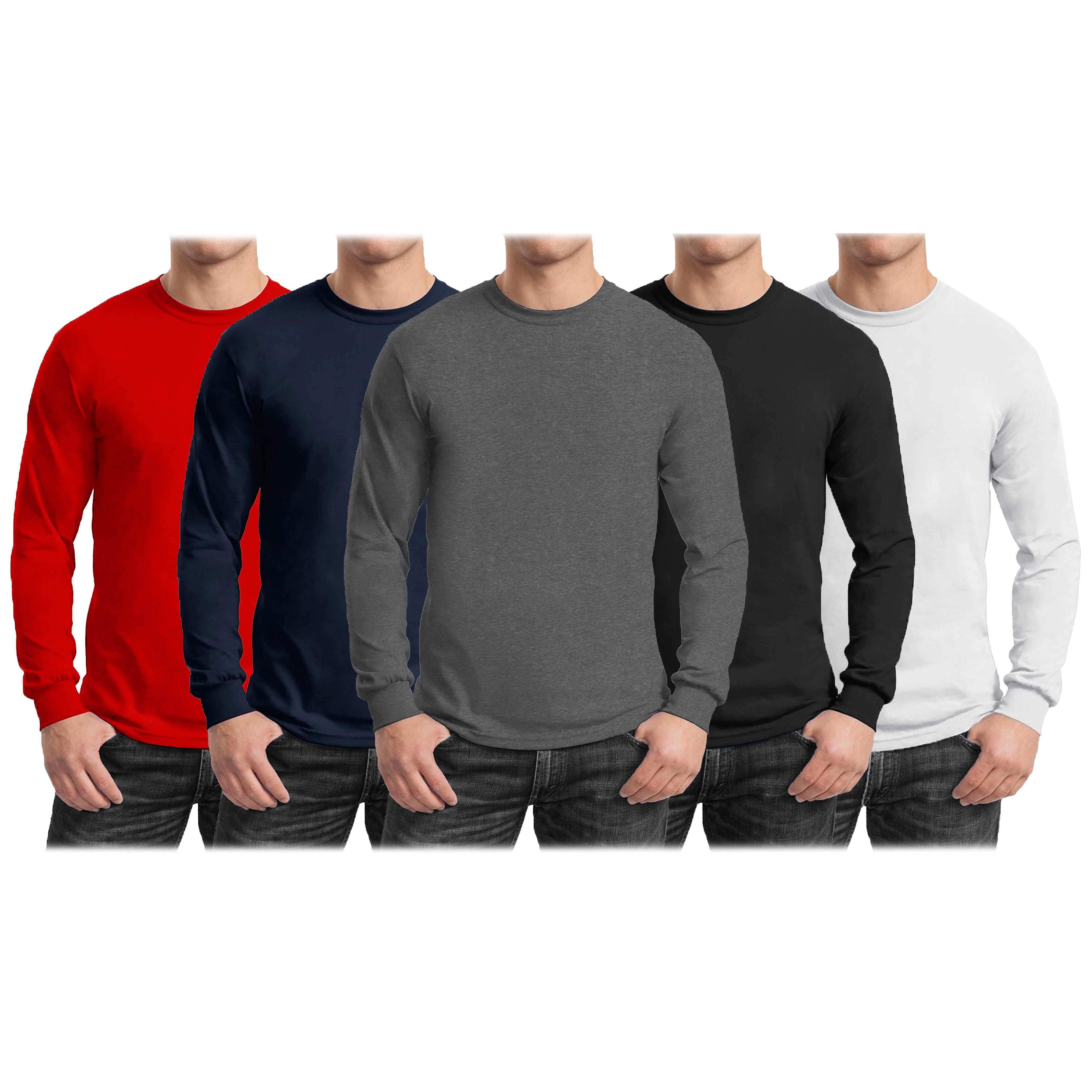 3-Pack: Men's Crew Neck Long Sleeve Classic Tee Men's Clothing - DailySale