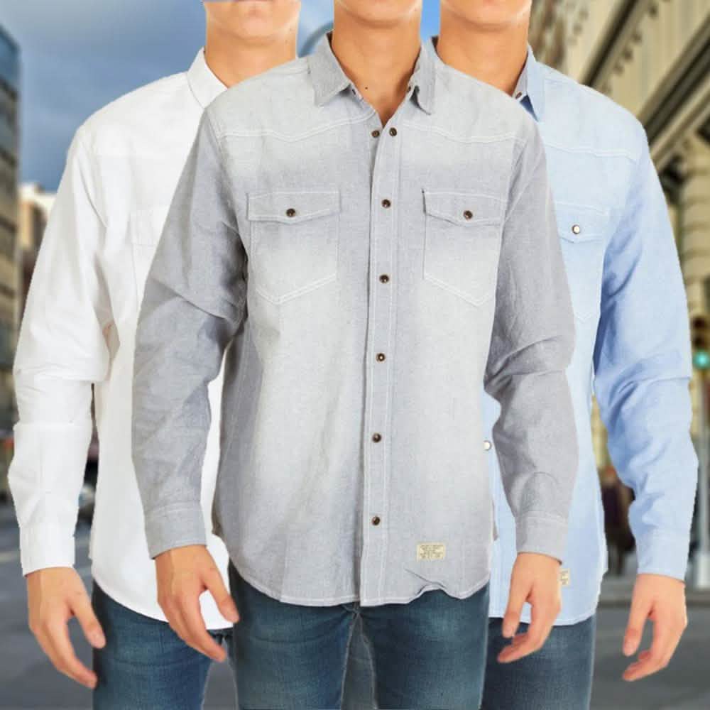 3-Pack: Men's Denim Button Front Shirts - Assorted Sizes Men's Apparel - DailySale