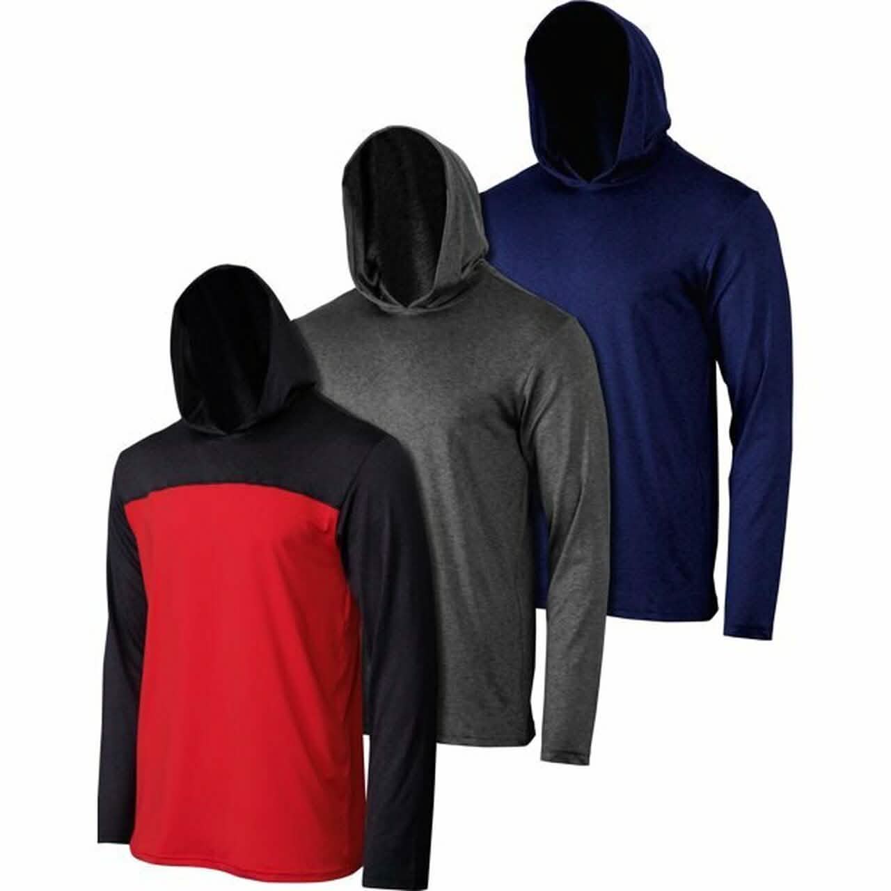 3-Pack: Men's Moisture Wicking Active Athletic Pullover Hoodies Men's Outerwear 3 S - DailySale