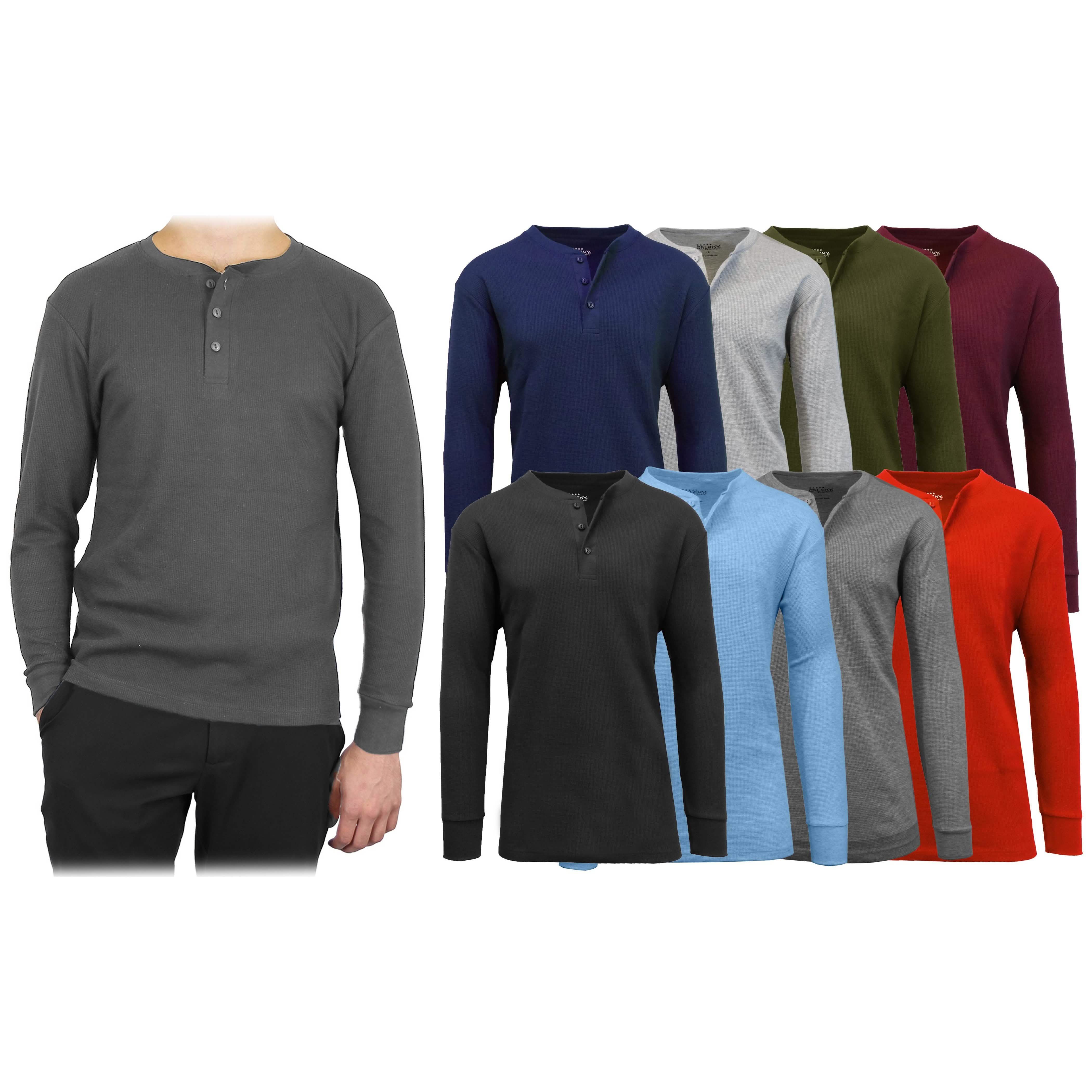 3-Pack: Men's Waffle-Knit Thermal Henley Tees Men's Clothing - DailySale