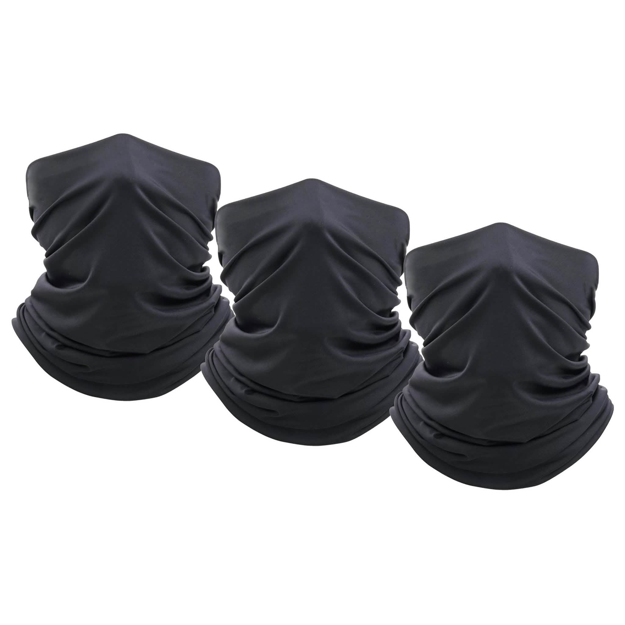 3-Pack: Moisture Wicking Breathable Stretch Gaiter Neck Face Mask Sports & Outdoors Black/Black/Black - DailySale