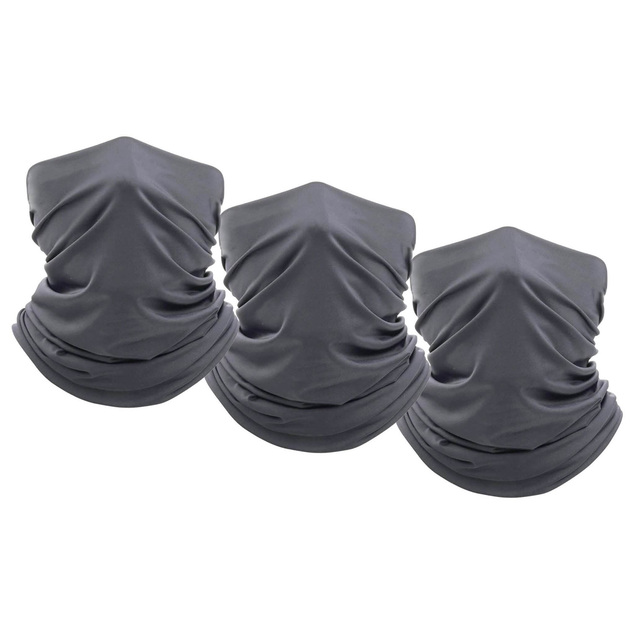 3-Pack: Moisture Wicking Breathable Stretch Gaiter Neck Face Mask Sports & Outdoors Charcoal/Charcoal/Charcoal - DailySale