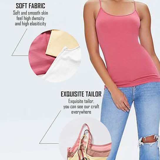 3-Pack: Mystery Deal: Women's Stretchy Camisole Spaghetti Strap Tank Top Women's Tops - DailySale