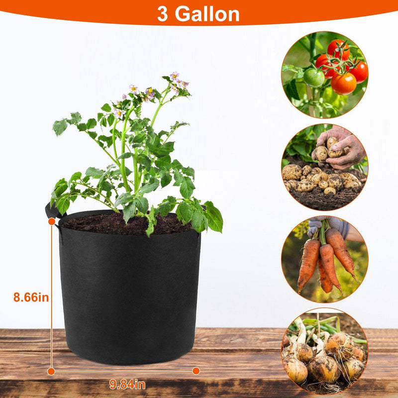 3-Pack: Planter Bags Breathable Planting Fabric Pots with Harvest Window Garden & Patio - DailySale
