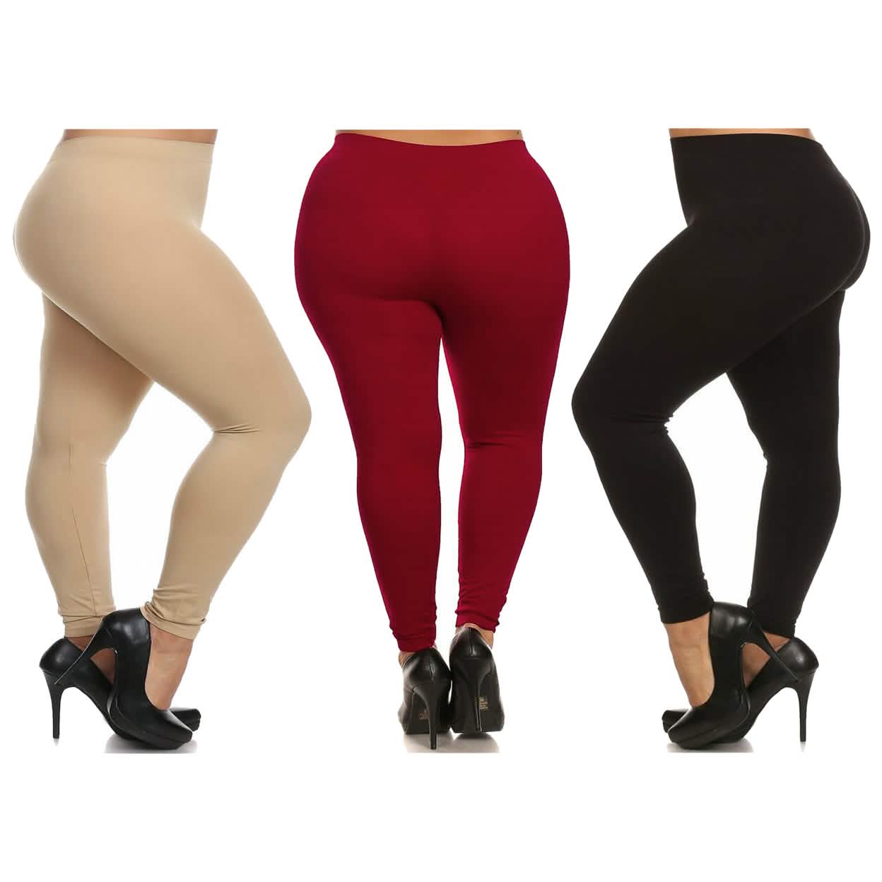 3-Pack: Plus Size Women's Casual Ultra-Soft Workout Yoga Leggings Women's Bottoms - DailySale