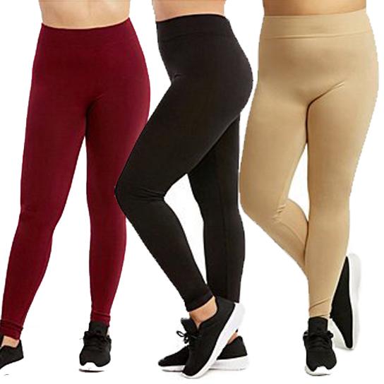 3-Pack: Plus Size Women's Casual Ultra-Soft Workout Yoga Leggings
