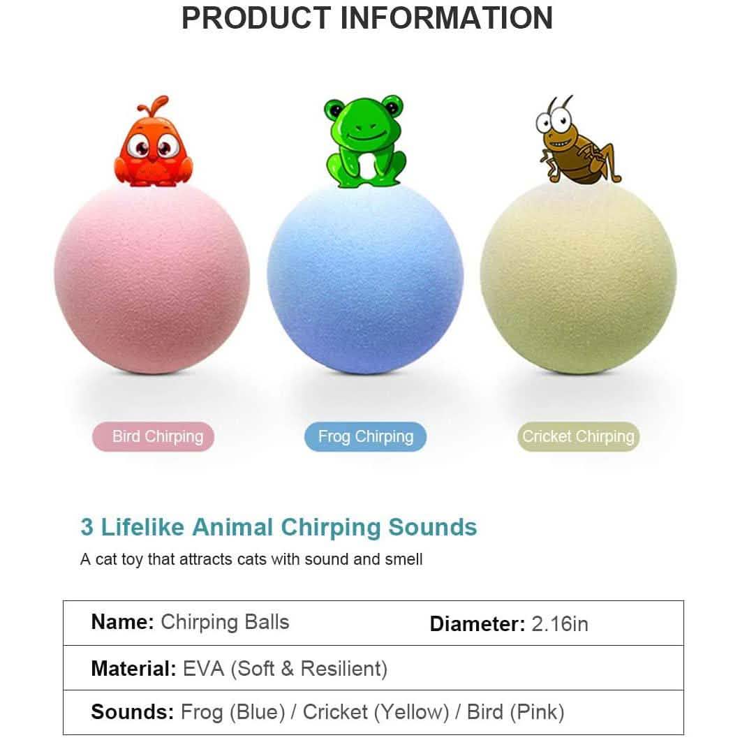 3-Pack: Realistic Chirping Balls Cat Toys Pet Supplies - DailySale