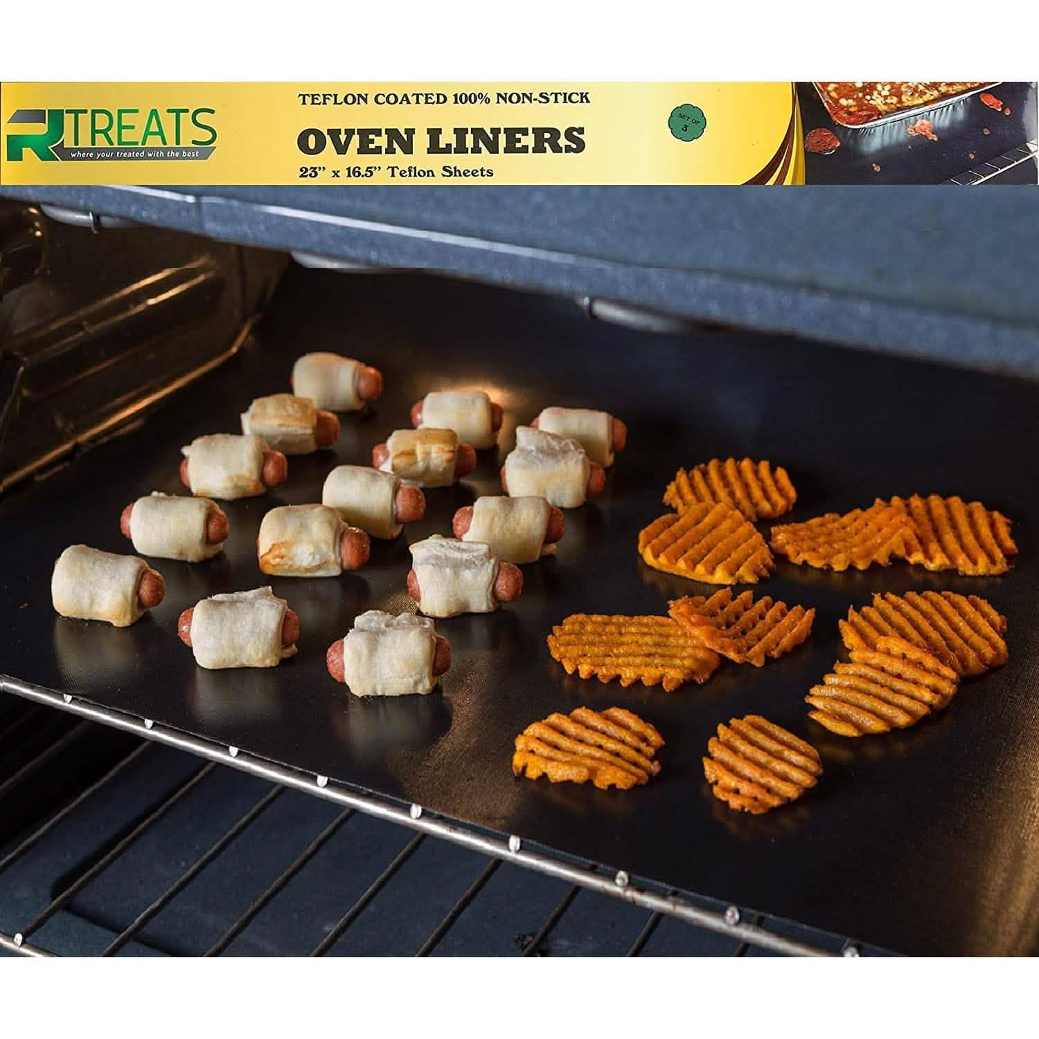 3-Pack: RL Treats 23-Inch-by-16.25-Inch Non Stick Teflon Oven Liners Kitchen & Dining - DailySale