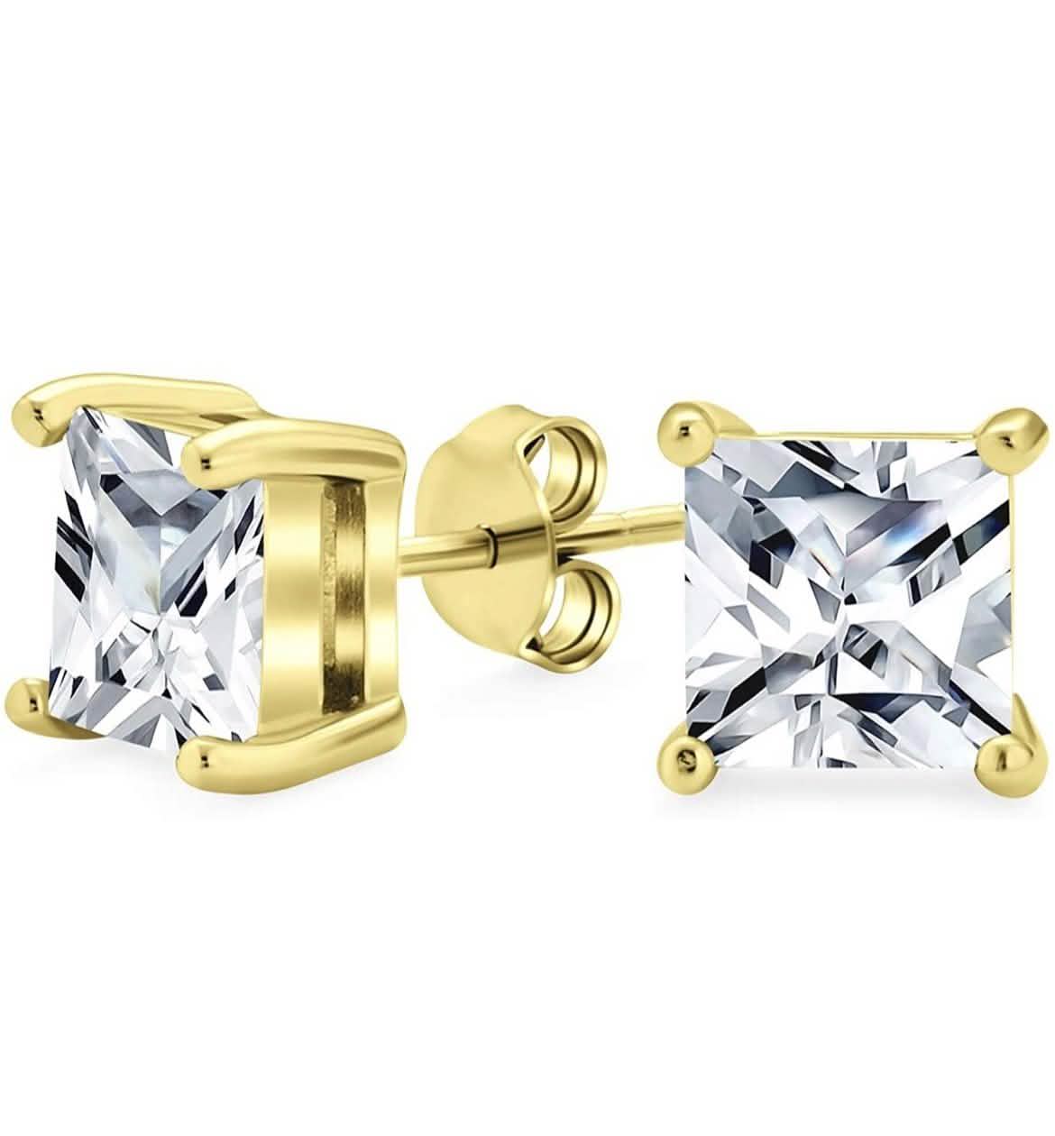 3-Pack: Sterling Silver Princess Cut Studs Earrings - DailySale