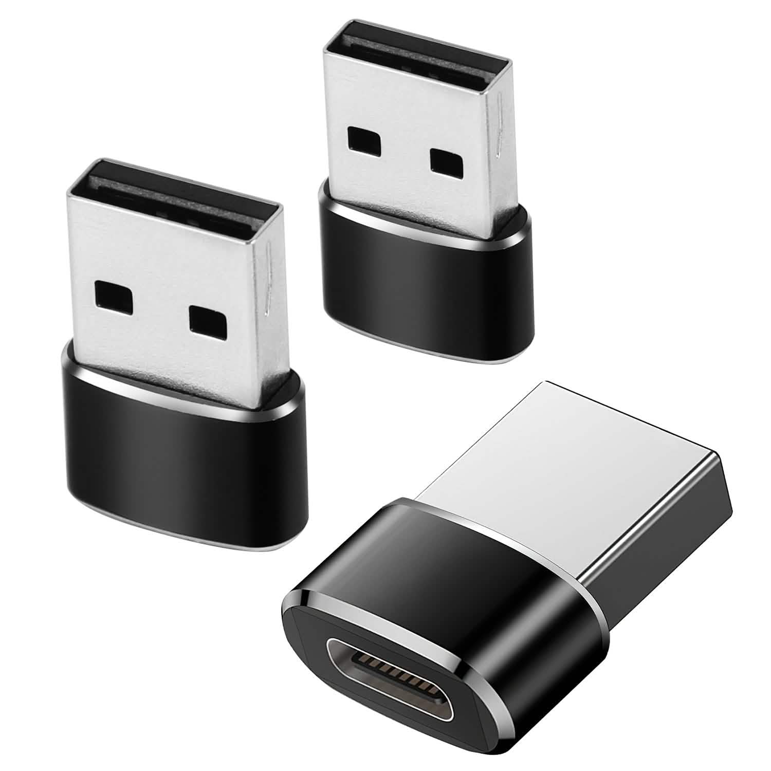 3-Pack: USB C Type-C Female to USB Type A Male Port Converter Mobile Accessories - DailySale