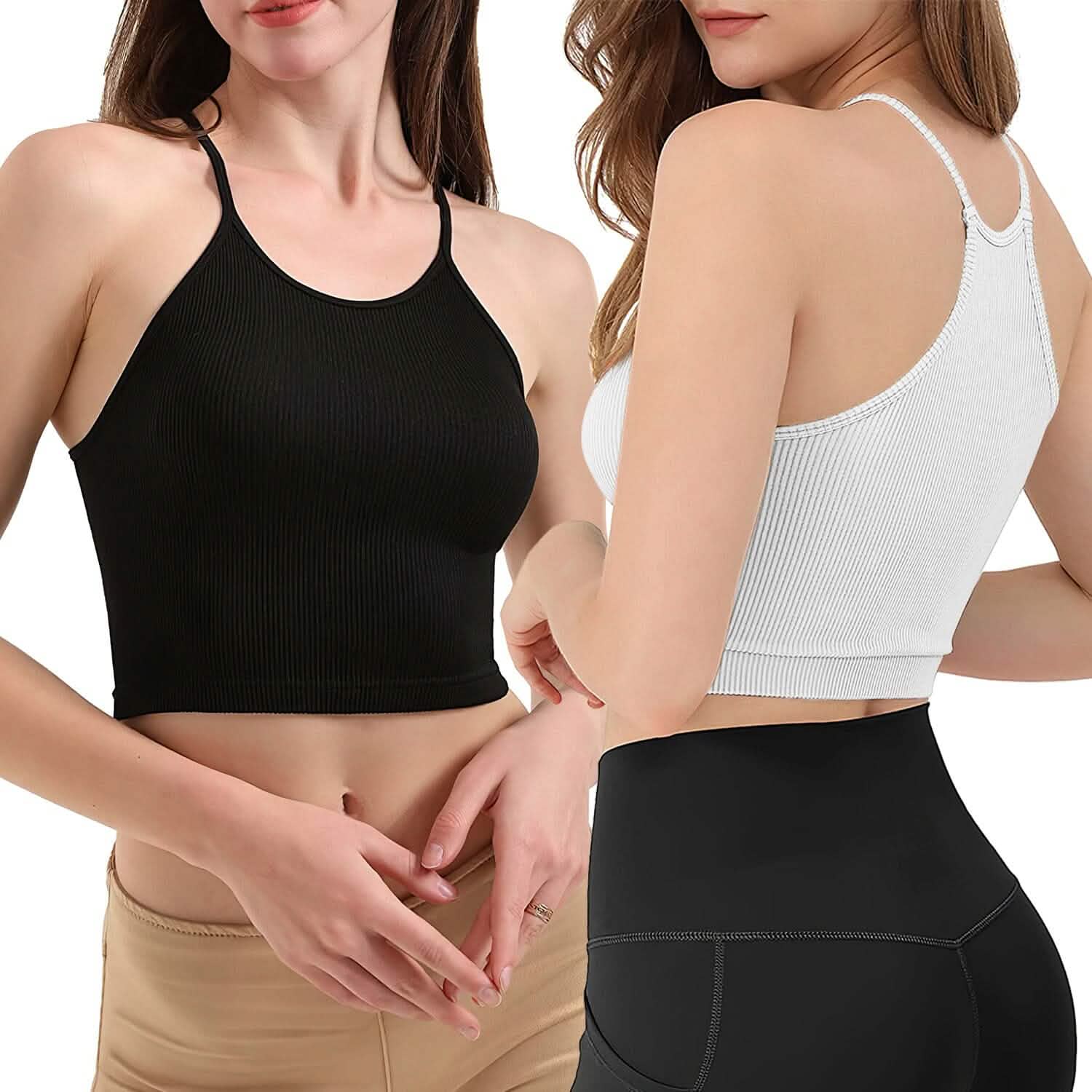 3-Pack: Women Crop Basic Tank Top Ribbed Knit Sleeveless Women's Tops - DailySale