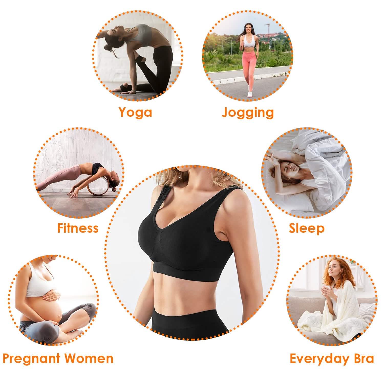 3-Pack: Women Seamless Wire-free Bra for Fitness Workout Women's Lingerie - DailySale