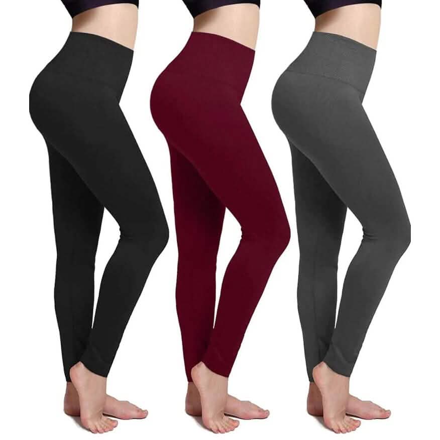 3-Pack: Women’s Fleece Lined Leggings High Waist Soft Stretchy Warm Leggings Women's Bottoms - DailySale