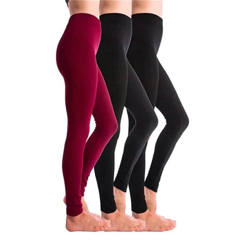 3-Pack: Women’s Fleece Lined Leggings High Waist Soft Stretchy Warm Leggings Women's Bottoms - DailySale