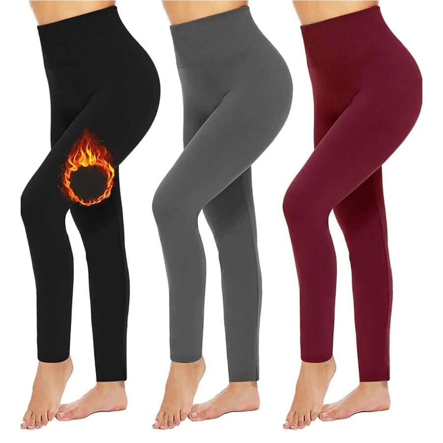 3-Pack: Women’s Fleece Lined Leggings High Waist Soft Stretchy Warm Leggings Women's Bottoms - DailySale