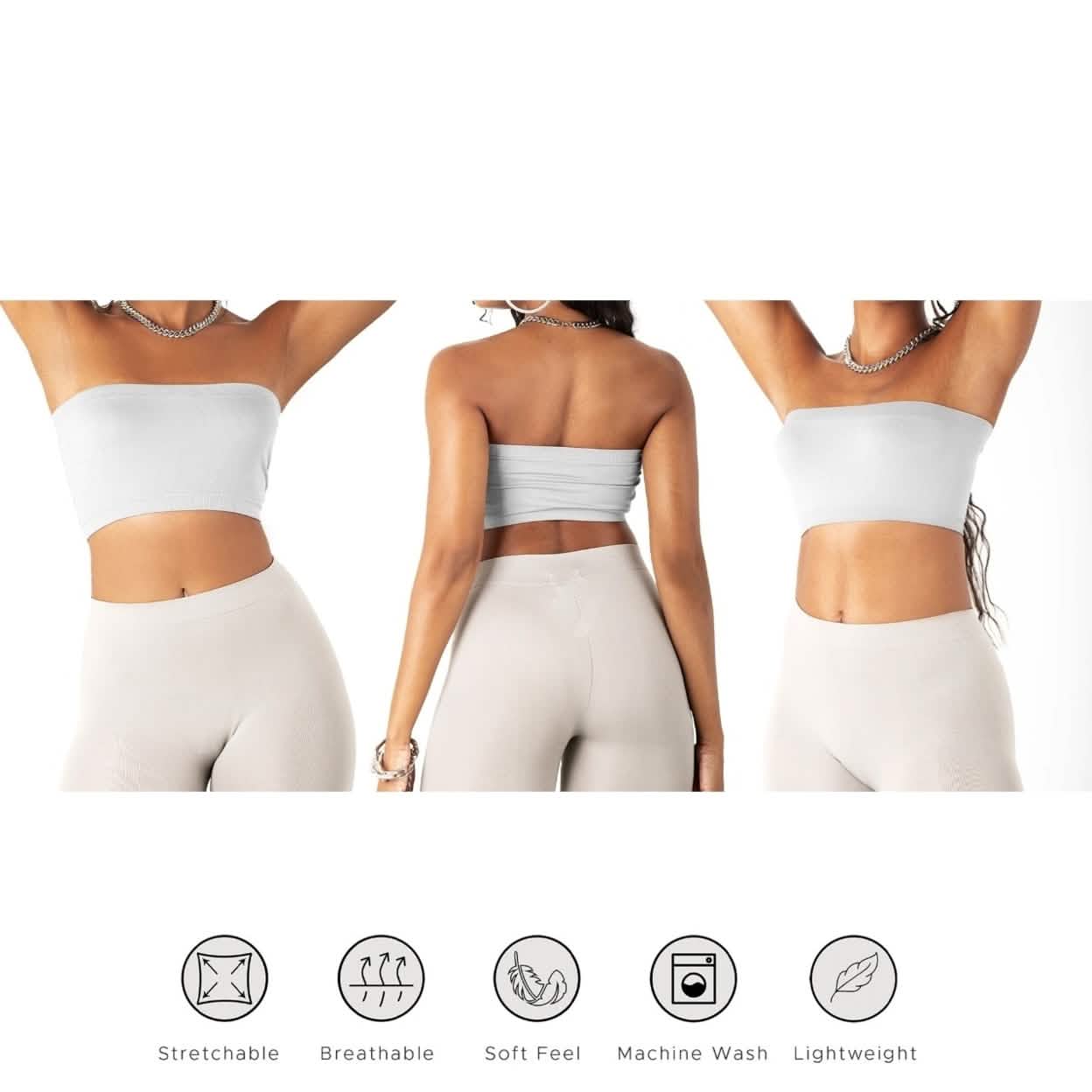 3-Pack: Women's Seamless Strapless Bandeau Crop Tube Top Bra Bralettes Women's Swimwear & Lingerie - DailySale