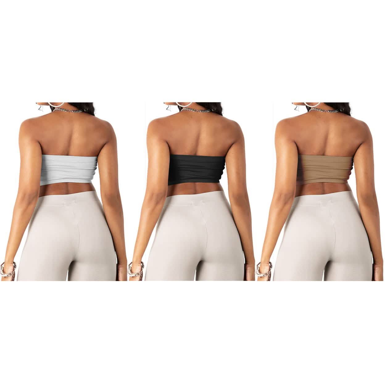 3-Pack: Women's Seamless Strapless Bandeau Crop Tube Top Bra Bralettes Women's Swimwear & Lingerie - DailySale