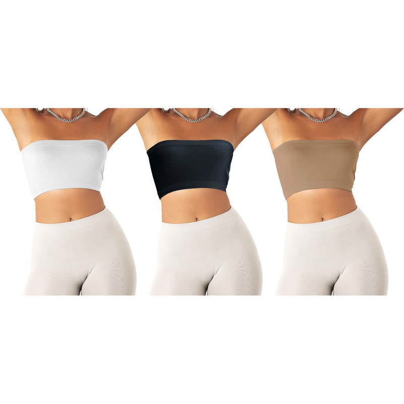 3-Pack: Women's Seamless Strapless Bandeau Crop Tube Top Bra Bralettes Women's Swimwear & Lingerie - DailySale